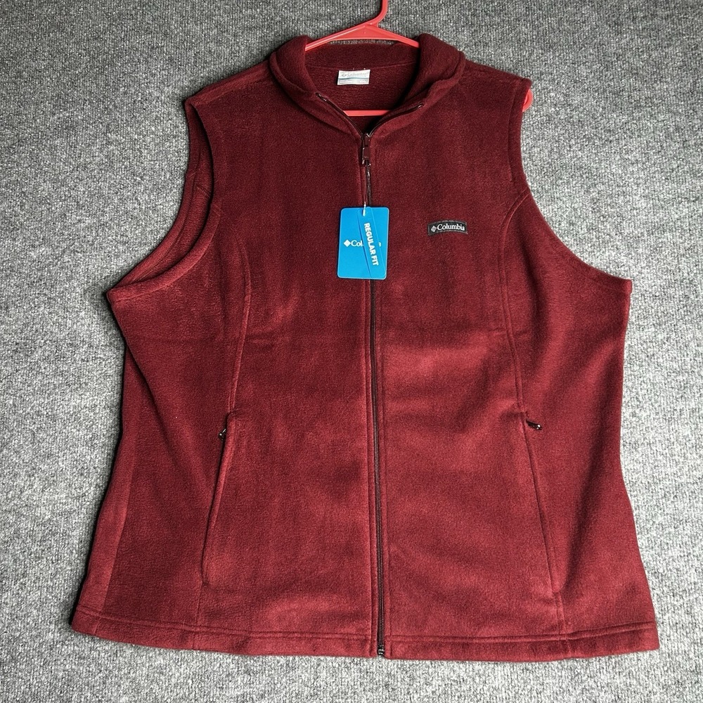 Columbia Womens Benton Springs Fleece‎ Vest Size 2xl Maroon Outdoors
